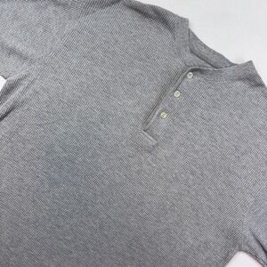 PJ Mark Grey Waffle Knit Henley Shirt‎ Short Sleeve Size L Cotton Blend